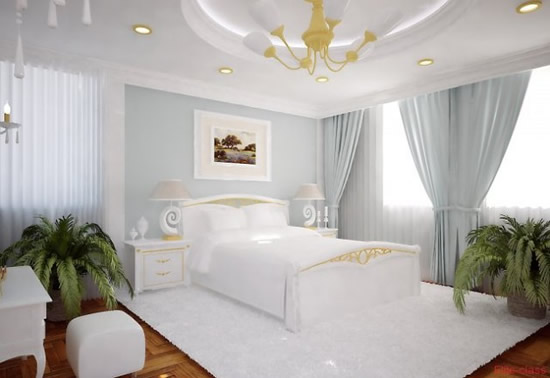 Белые шторы для спальни