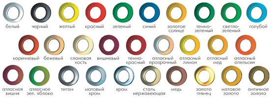 Цветовая гамма люверсов