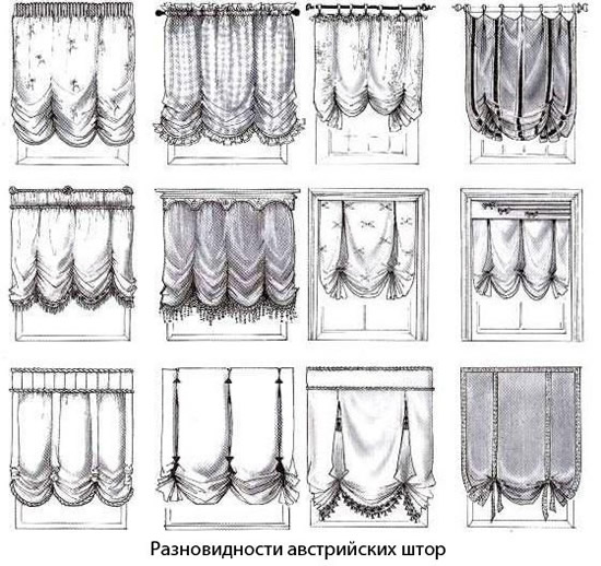 Разновидности австрийских штор