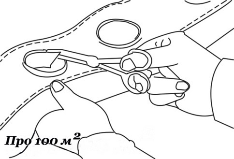 Схема изготовления отверстий для  люверсов на шторе
