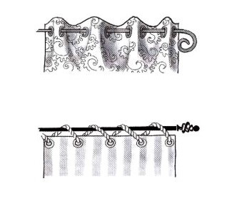 Варианты крепления штор на карнизе