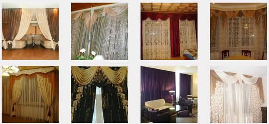 Различные варианты штор для зала