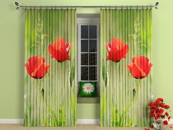Шторы с изображением цветов