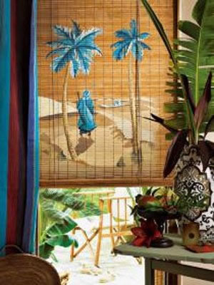 Роспись на бамбуковых шторах